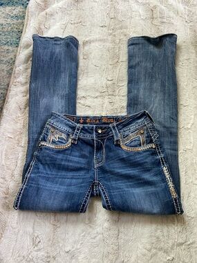 Rock Revival Dark Blue Embroidered Bootcut Jeans